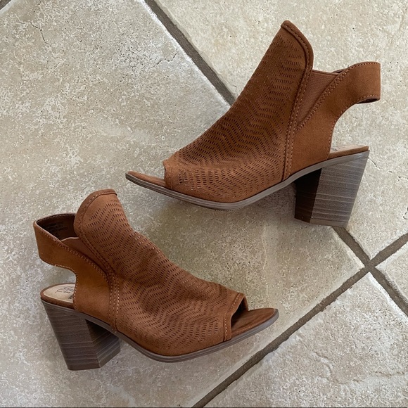 Shoes - Time and Tru - Open Toe Chunk Heel with Zipper